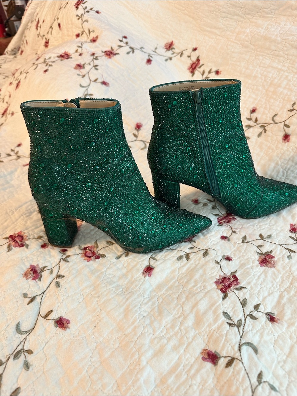 Betsey Johnson Green Beaded Ankle Booties